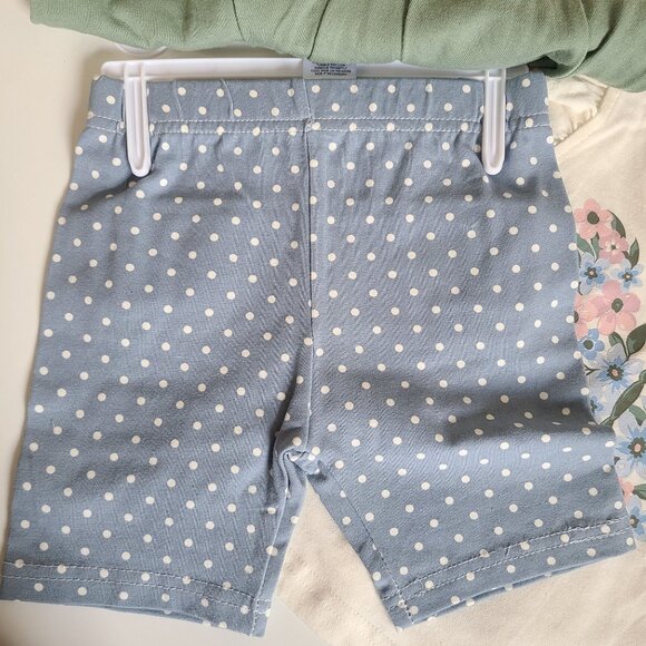 Girls 4-Piece Floral & Polka Dot Outfit Sets Tops Skort & Shorts  Size 24M - Picture 7 of 9